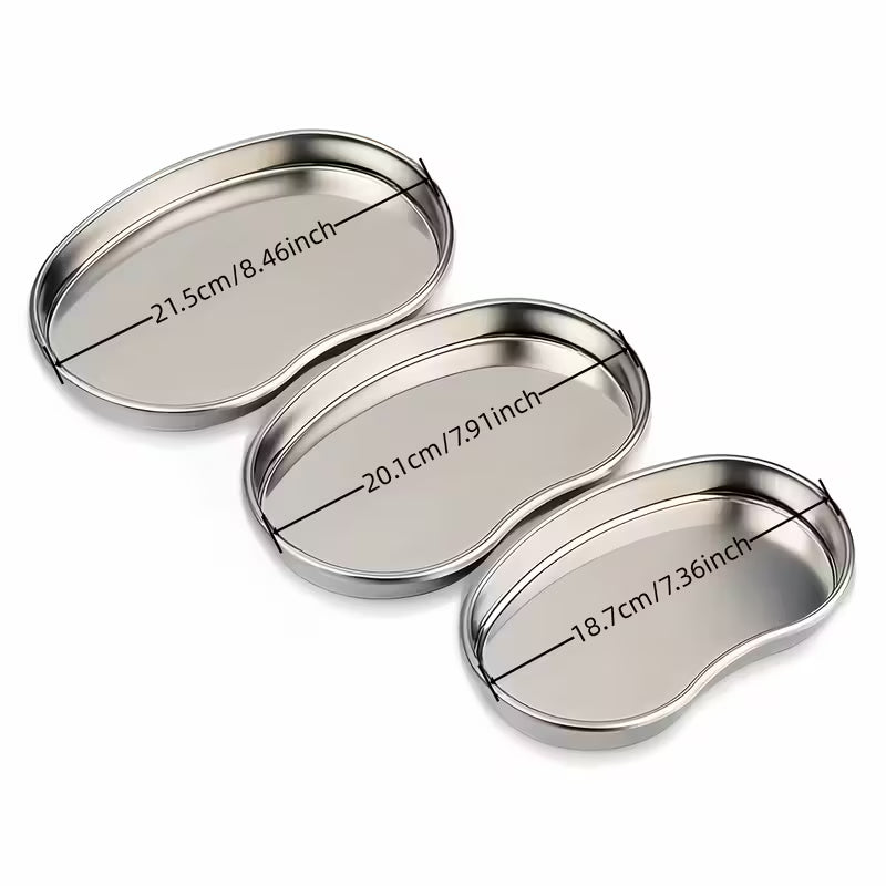 Stainless Steel Kidney Trays (Set of 3) — Durable, Easy-Clean Instrument Dishes
