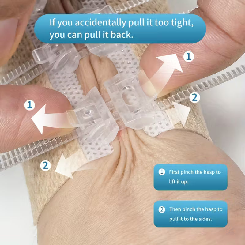 Adjustable 3-Button Elastic Strip with Two-Way Zipper Wound Closure Dressing