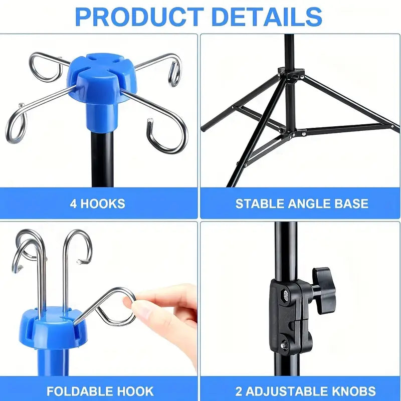 DRIP (IV) STAND 4 HOOK PORTABLE